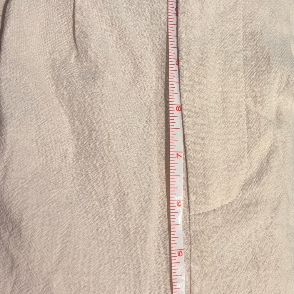 Cider 100% Cotton High Rise Pleated Shorts, Cream/Yellow, M - Picture 6 of 7